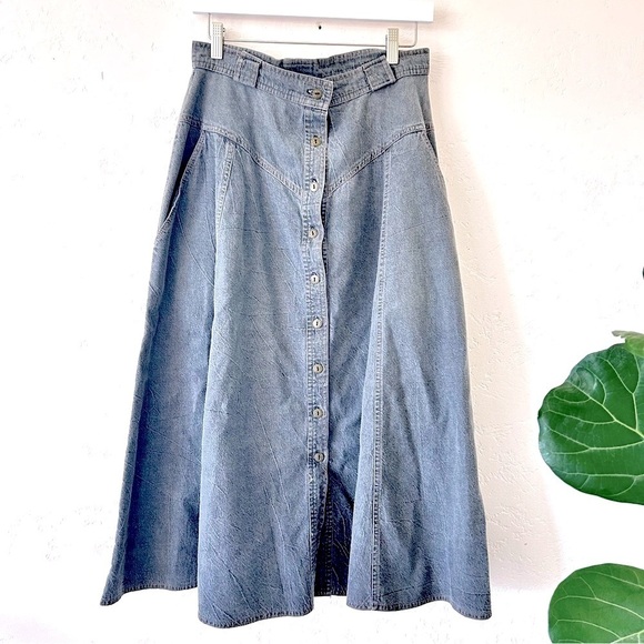 Lilia Smitty Dresses & Skirts - Lilia Smitty Vintage 90s Western Denim Swing Skirt M Gray